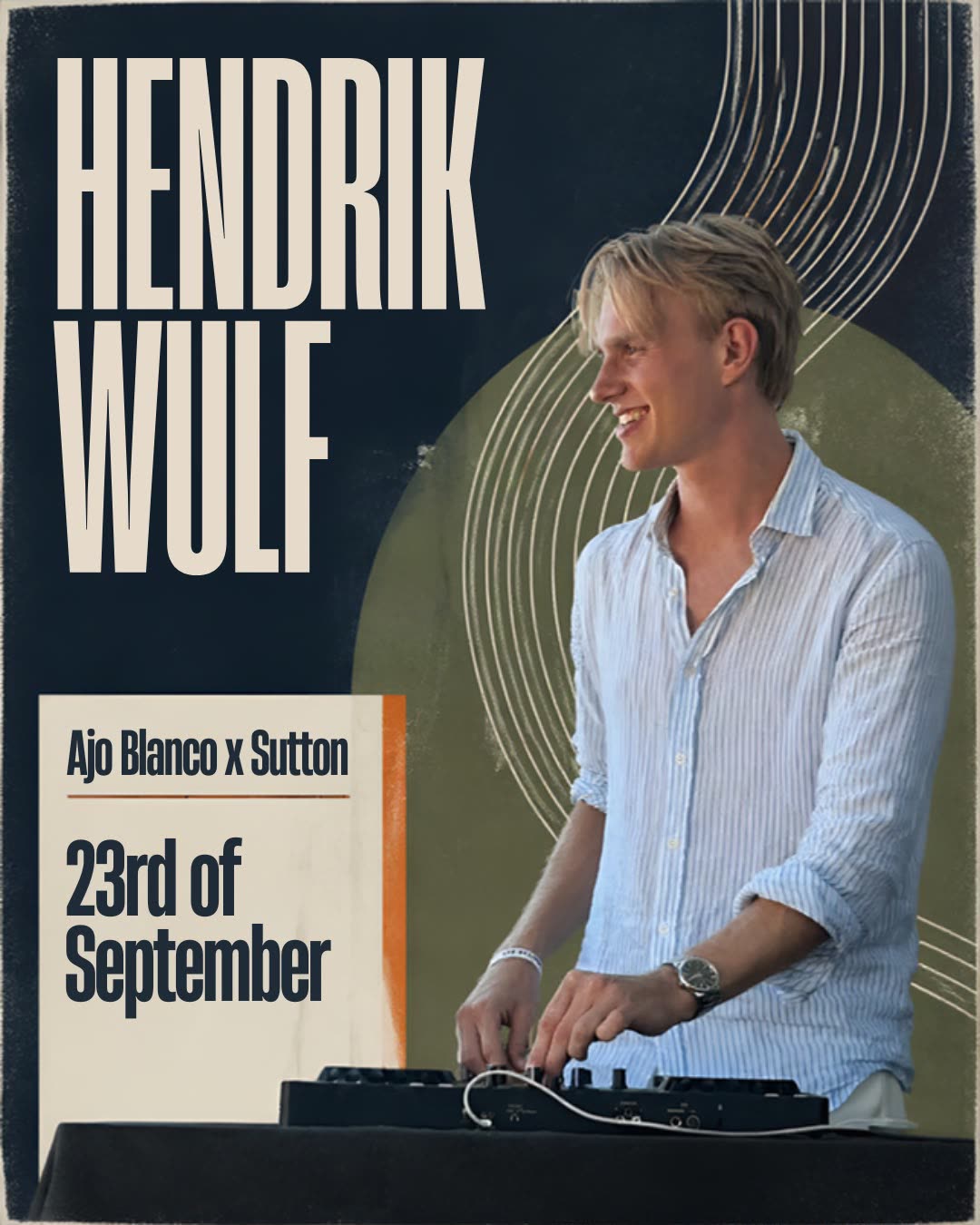 Event poster for Hendrik Wulf at Ajo Blanco x Sutton, 23rd of September